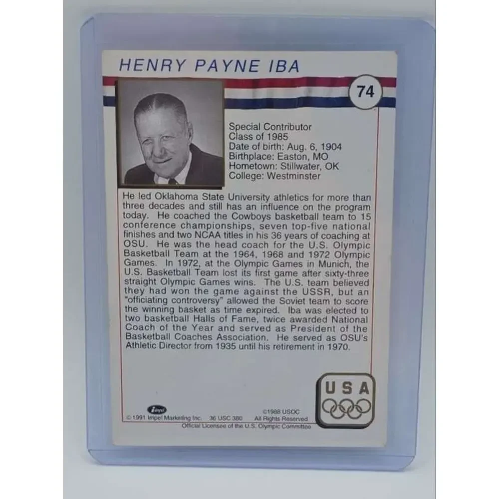 1991 Impel U.S. Olympic Hall of Fame #74 Henry P. Iba Card